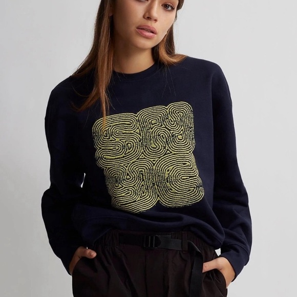 Saturdays New York City Tops - Saturdays New York City Essex Maze Crew Neck Sweatshirt Yellow Black Small Comfy